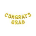 Beistle Gold 'Congrats Grad' Air-Filled Letter Balloon Banner - 12'