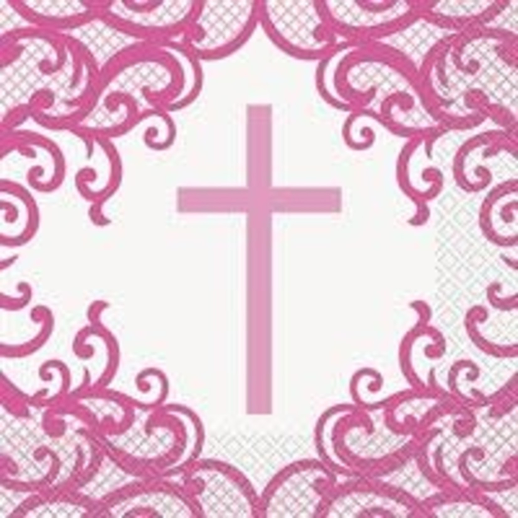 unique Fancy Cross Pink Lunch Napkins - 16ct.