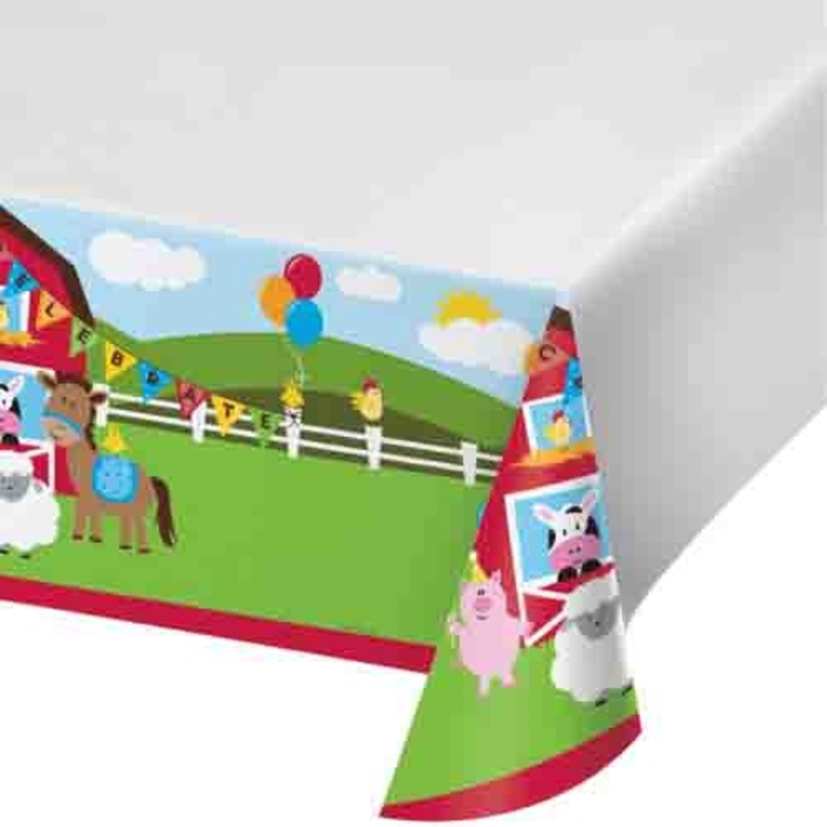 Creative Converting Farmhouse Fun Plastic Tablecover - 54" x 102"