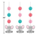 creative converting Enchanting Pink Elephant Hanging Cutouts - 3ct.