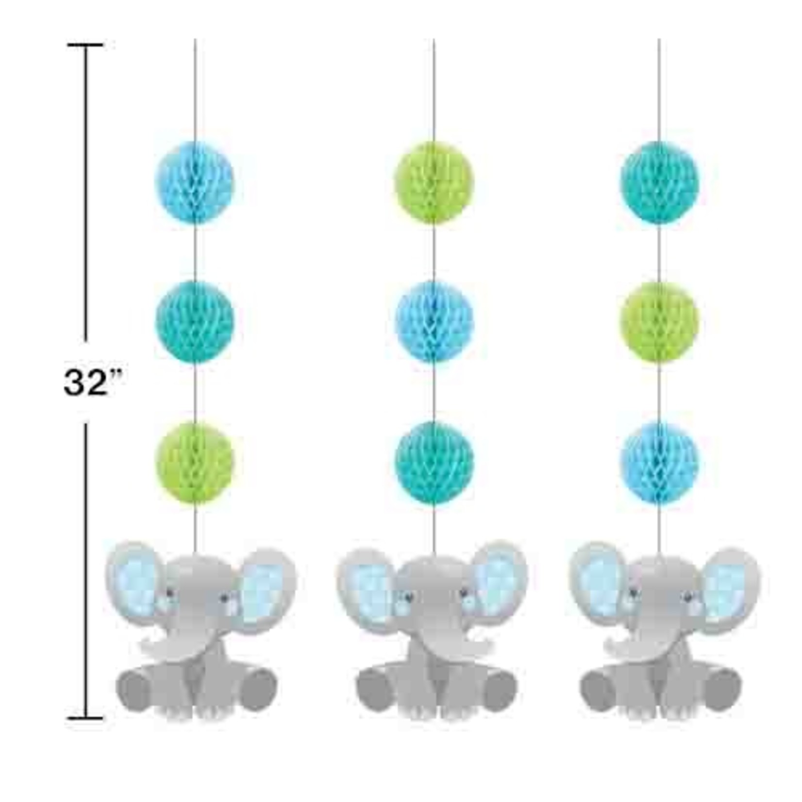 Creative Converting Enchanted Blue Elephant Hanging Cutouts - 3ct.