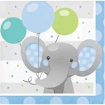 Creative Converting Enchanted Blue Elephant Beverage Napkins -16ct.