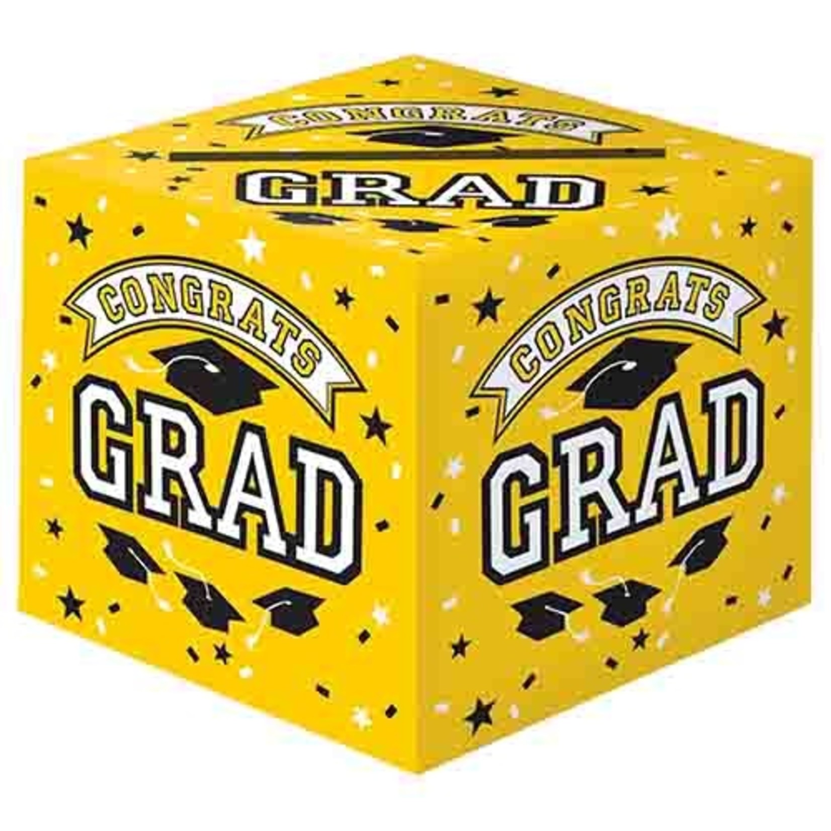 Amscan Yellow "Congrats Grad" Card Holder Box - 12 x 12 in - 1ct.