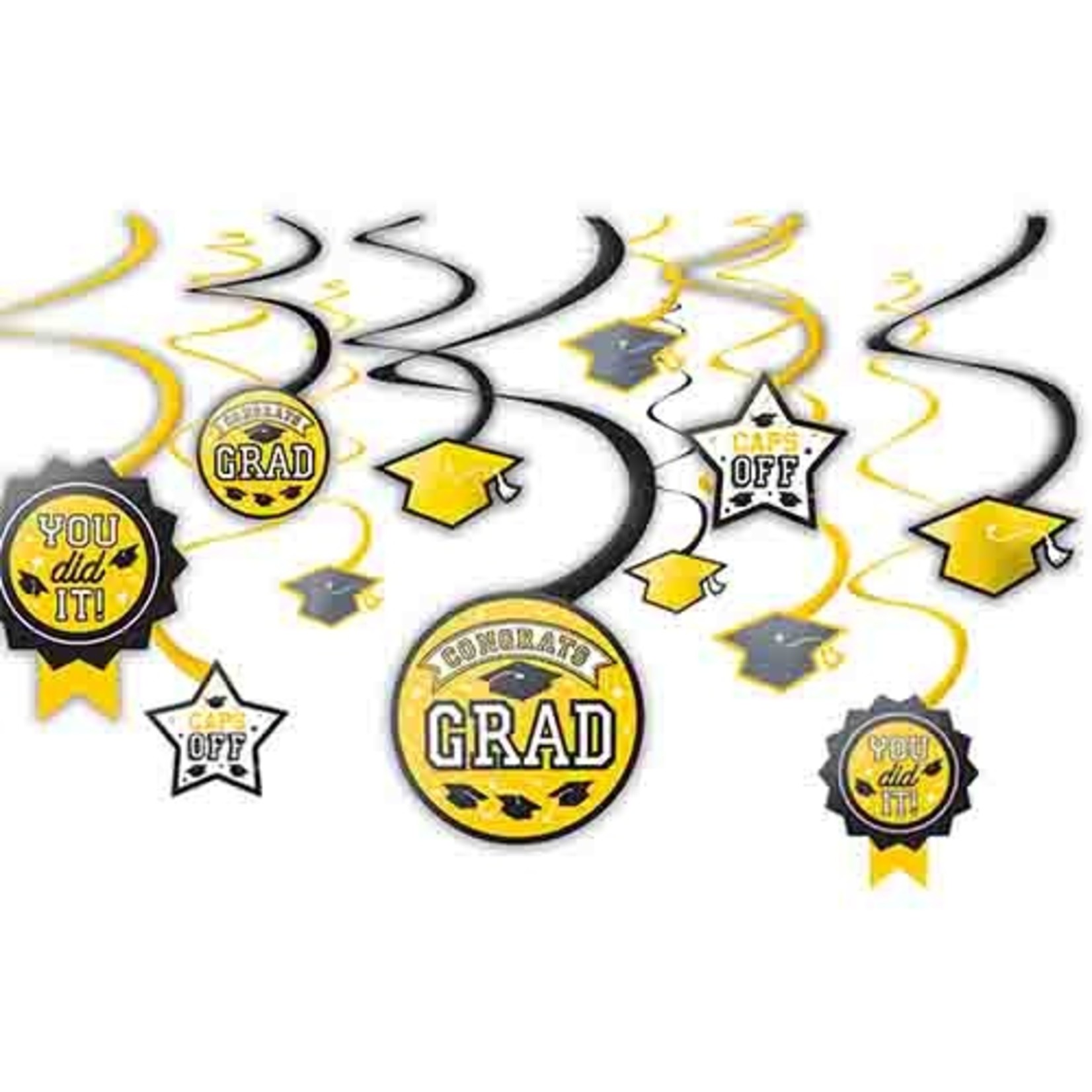 Amscan Yellow Graduation Swirls Value Pack - 12ct.