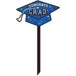 Amscan Blue "Congrats Grad" Hat Yard Sign - 1ct.