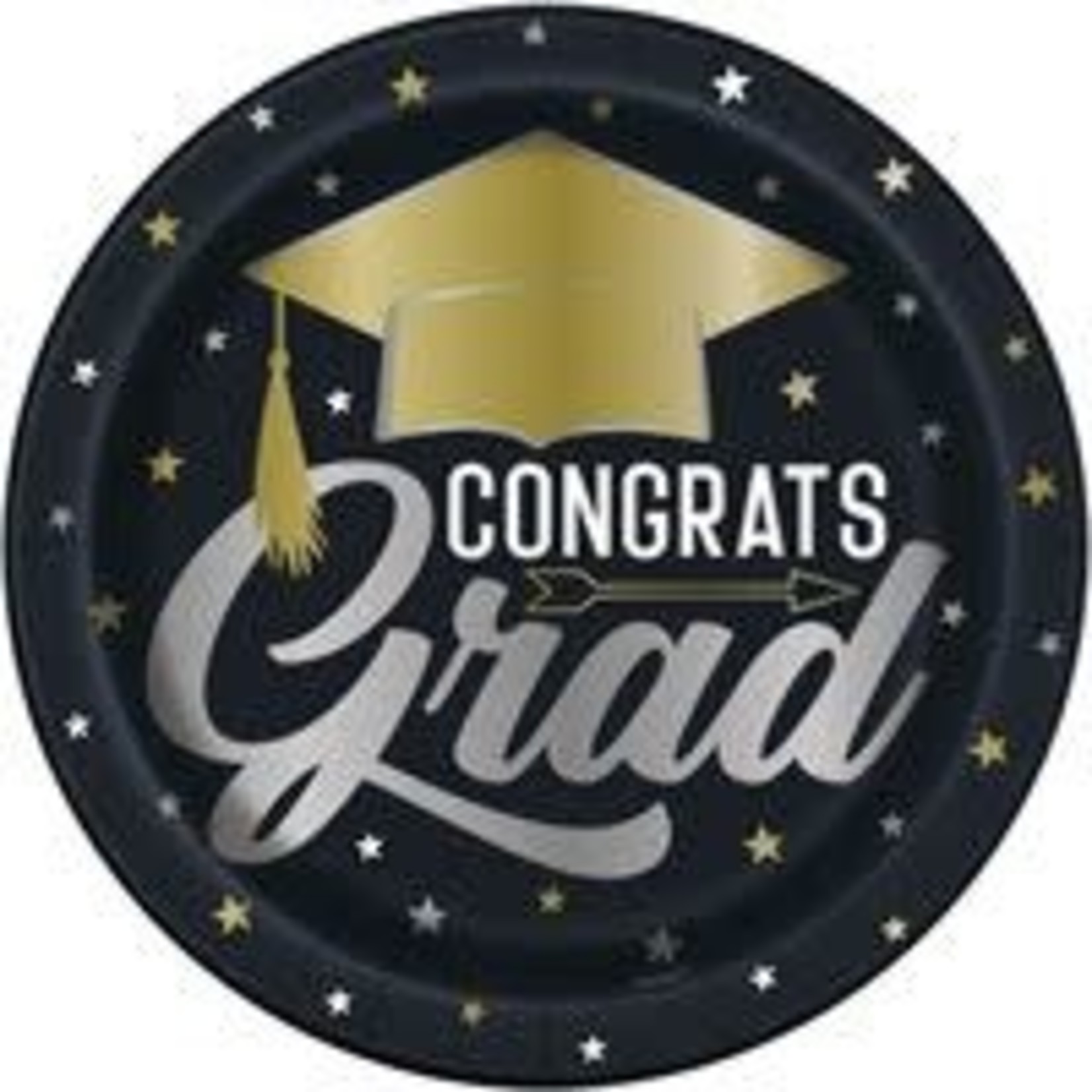 unique 9" Stars & Caps Graduation Plates - 8ct.