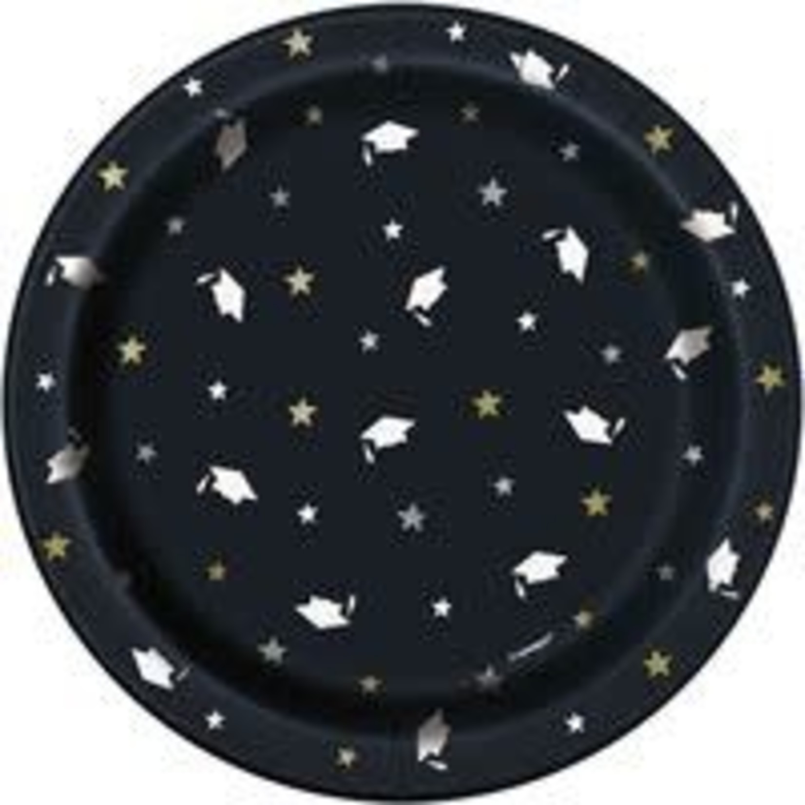 unique 7" Stars & Caps Grad Plates - 8ct.
