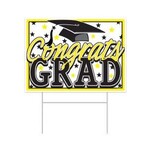 Beistle Yellow Congrats Grad Yard Sign - 11.5" x 15.5"