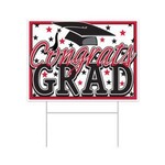 Beistle Red Congrats Grad Yard Sign - 11.5" x 15.5"