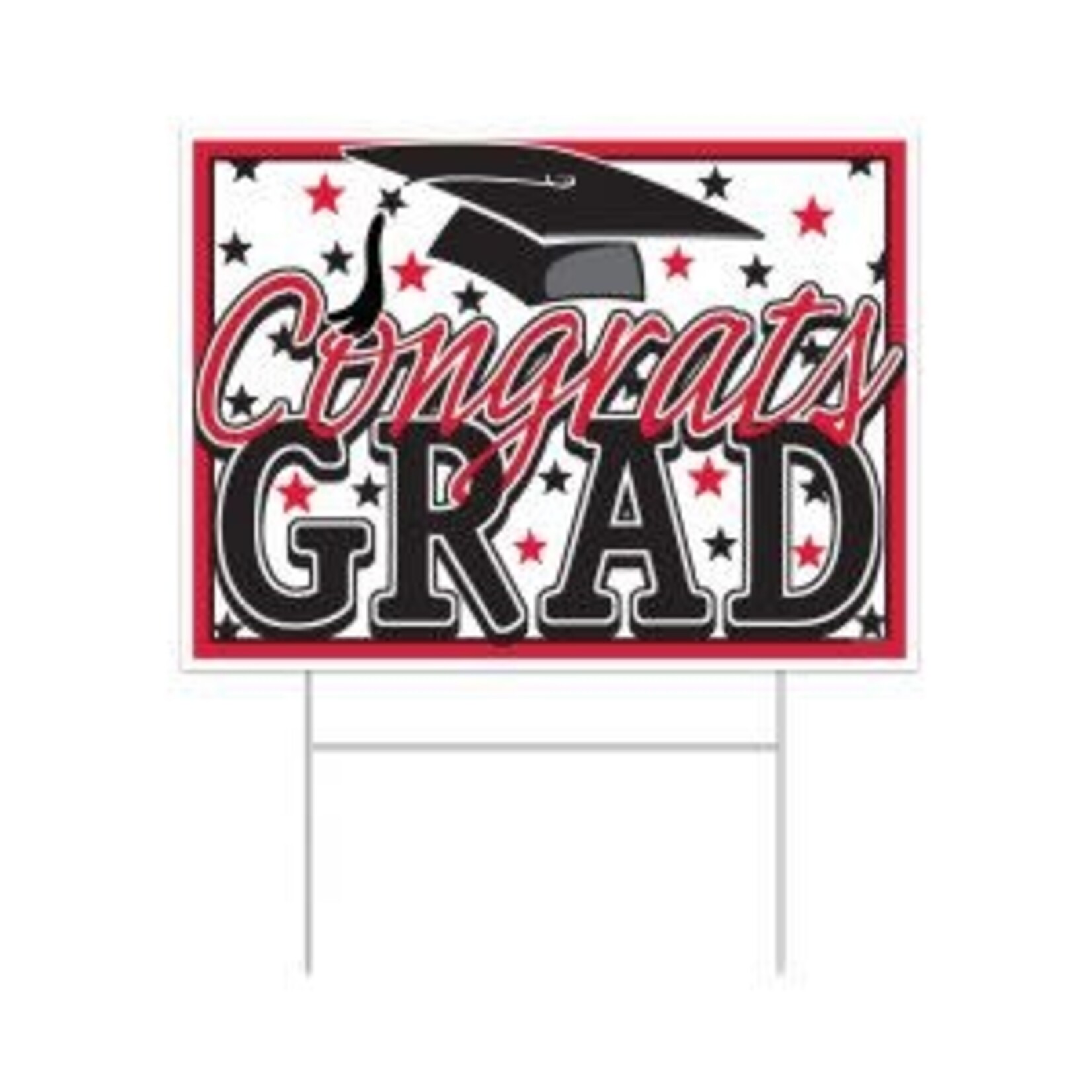 Beistle Red Congrats Grad Yard Sign - 11.5" x 15.5"