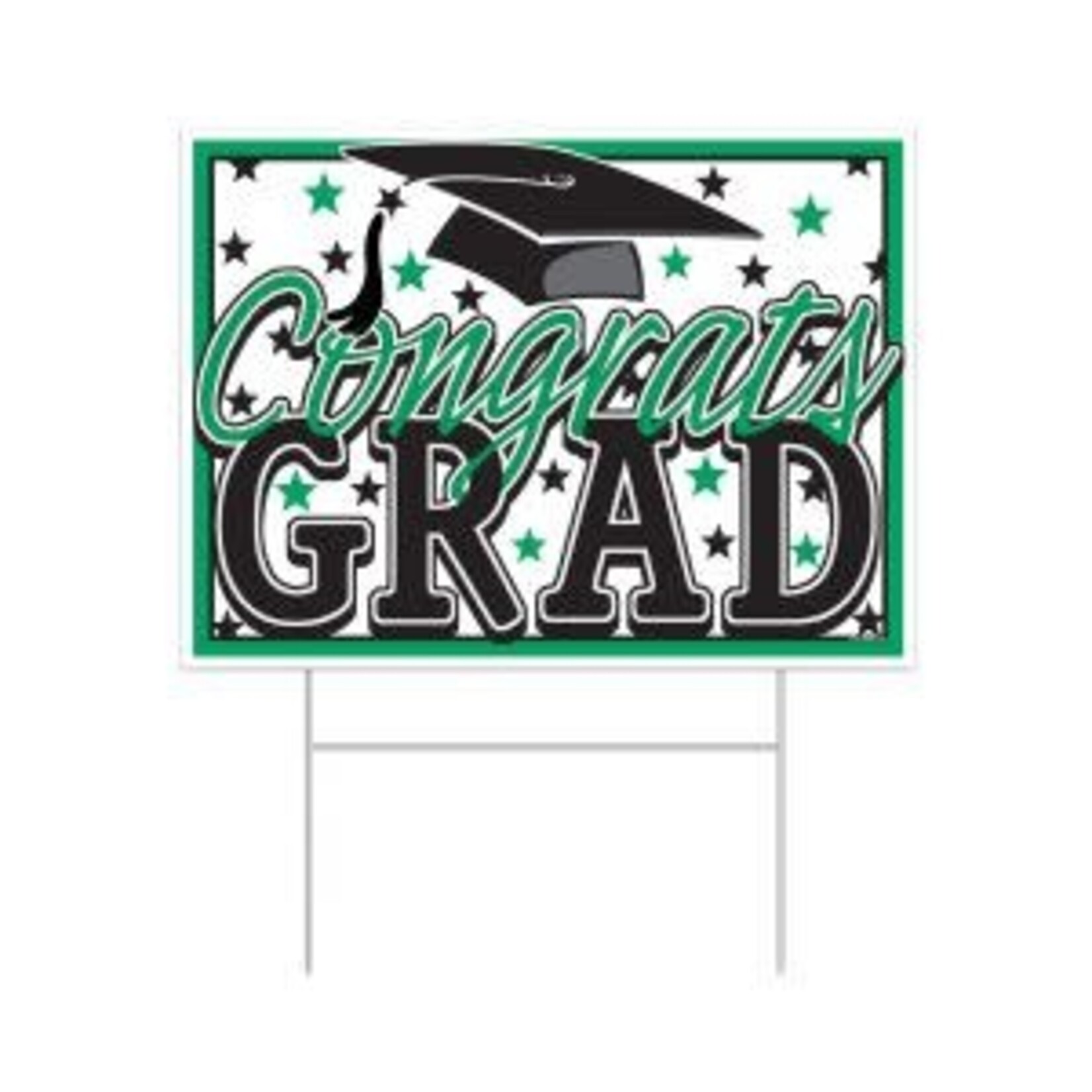 Beistle Green Congrats Grad Yard Sign - 11.5" x 15.5"