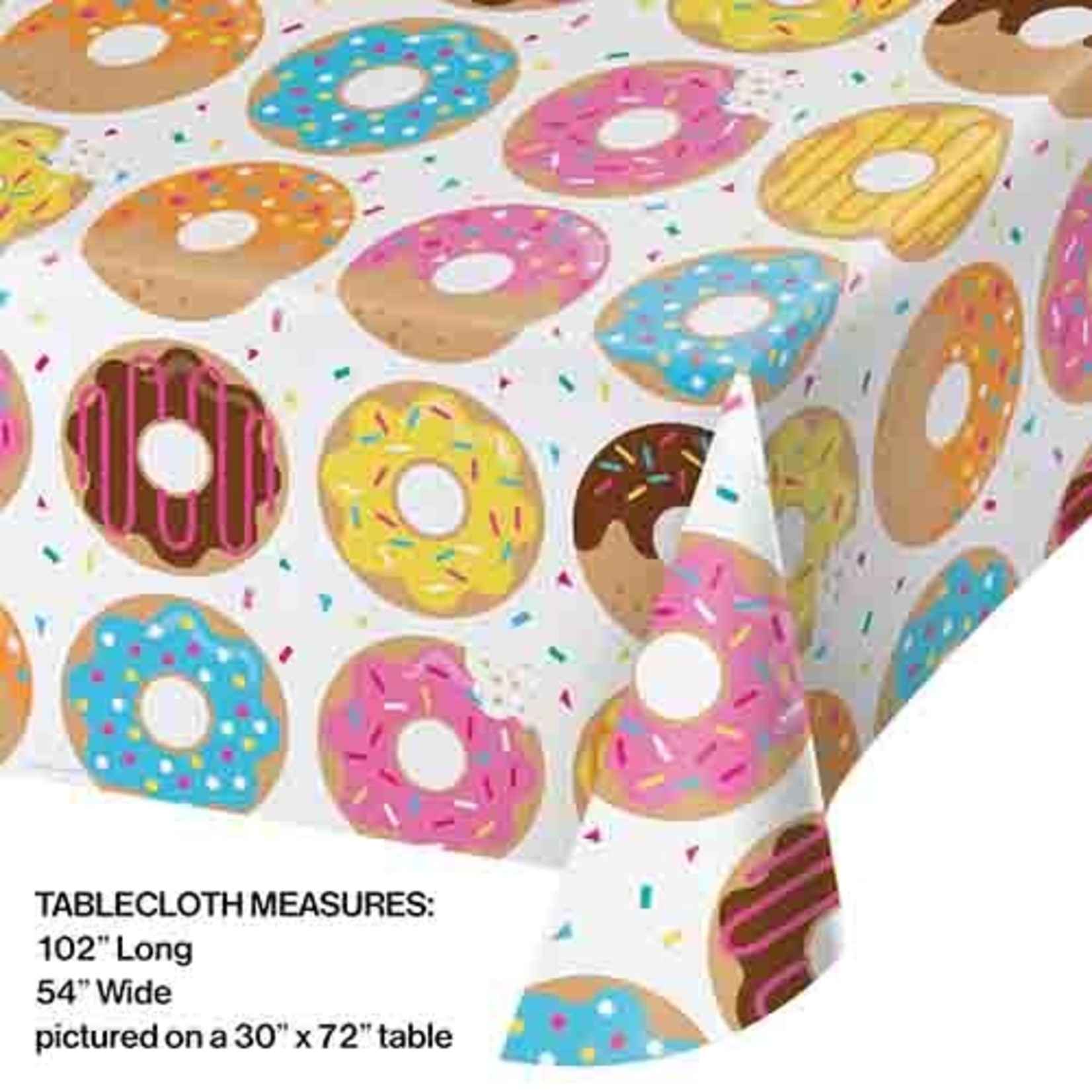 Creative Converting Donut Time Plastic Tablecover - 54" x 102"