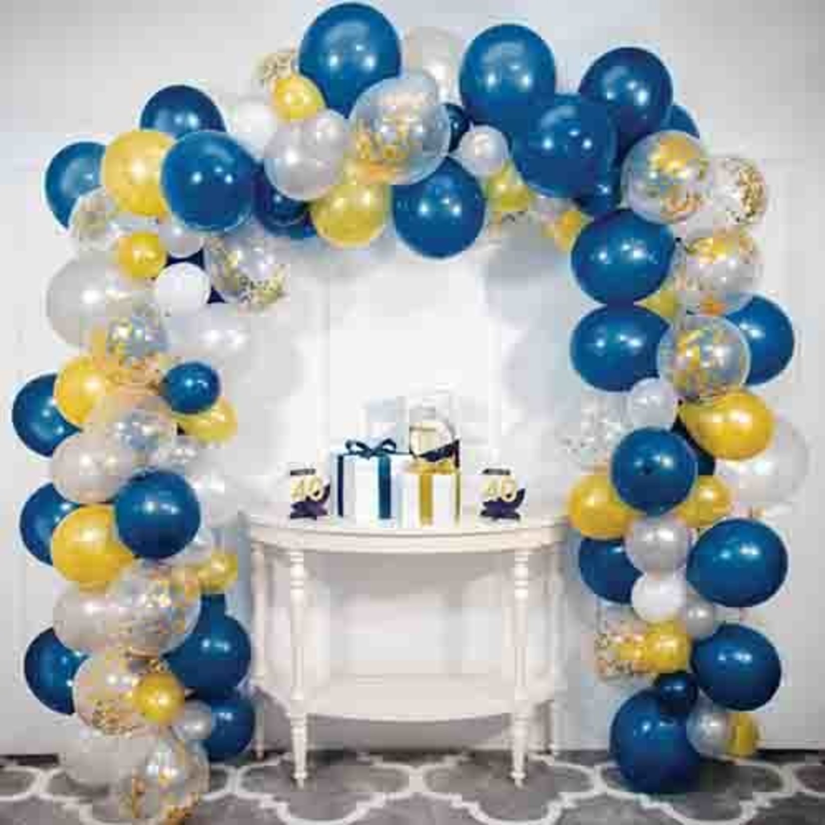 Creative Converting Navy, Gold & Silver Balloon Arch Decorating Kit - 16ft. (Balloons Included)