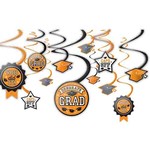 Amscan Orange Graduation Swirl Decorations - 12ct.