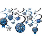 Amscan Blue Graduation Swirl Decorations - 12ct.