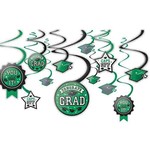 Amscan Green Graduation Swirl Decorations - 12ct.
