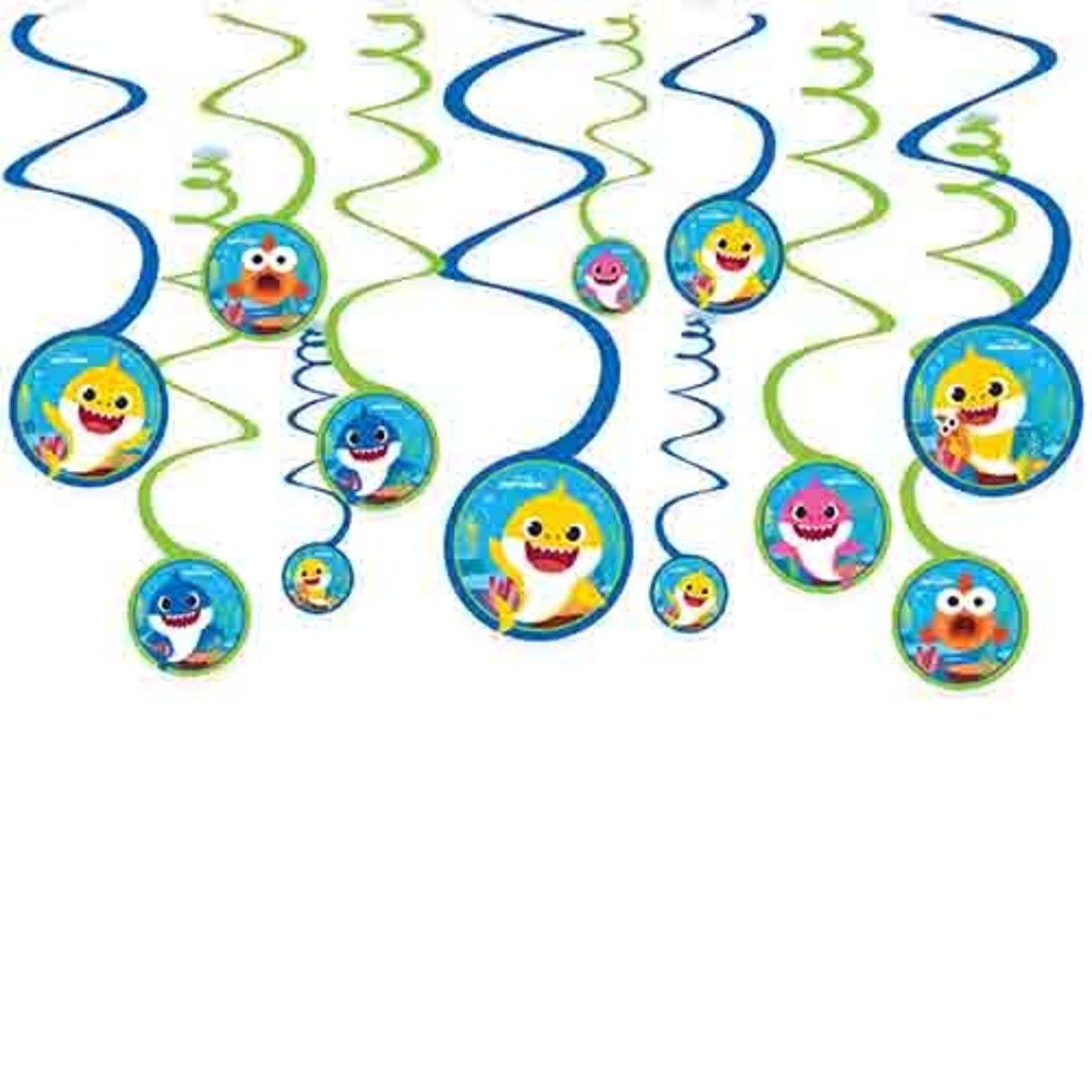 Amscan Baby Shark Swirl Decorations - 12ct.