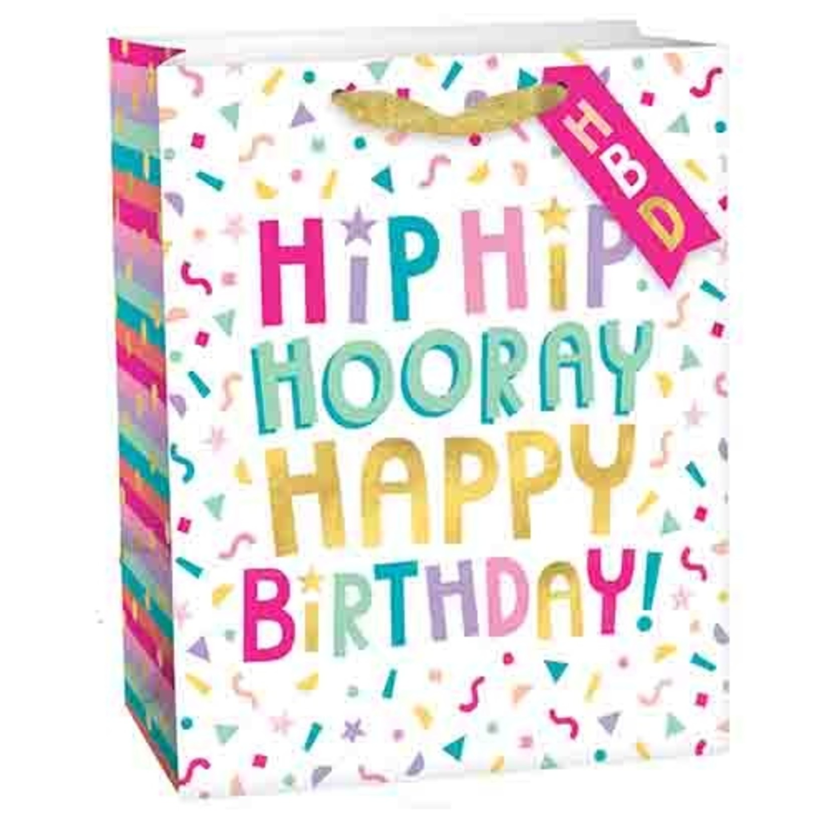 Amscan Hip Hip-Hooray Med. Birthday Gift Bag w/ Tag - 1ct. (9.5" x  8")