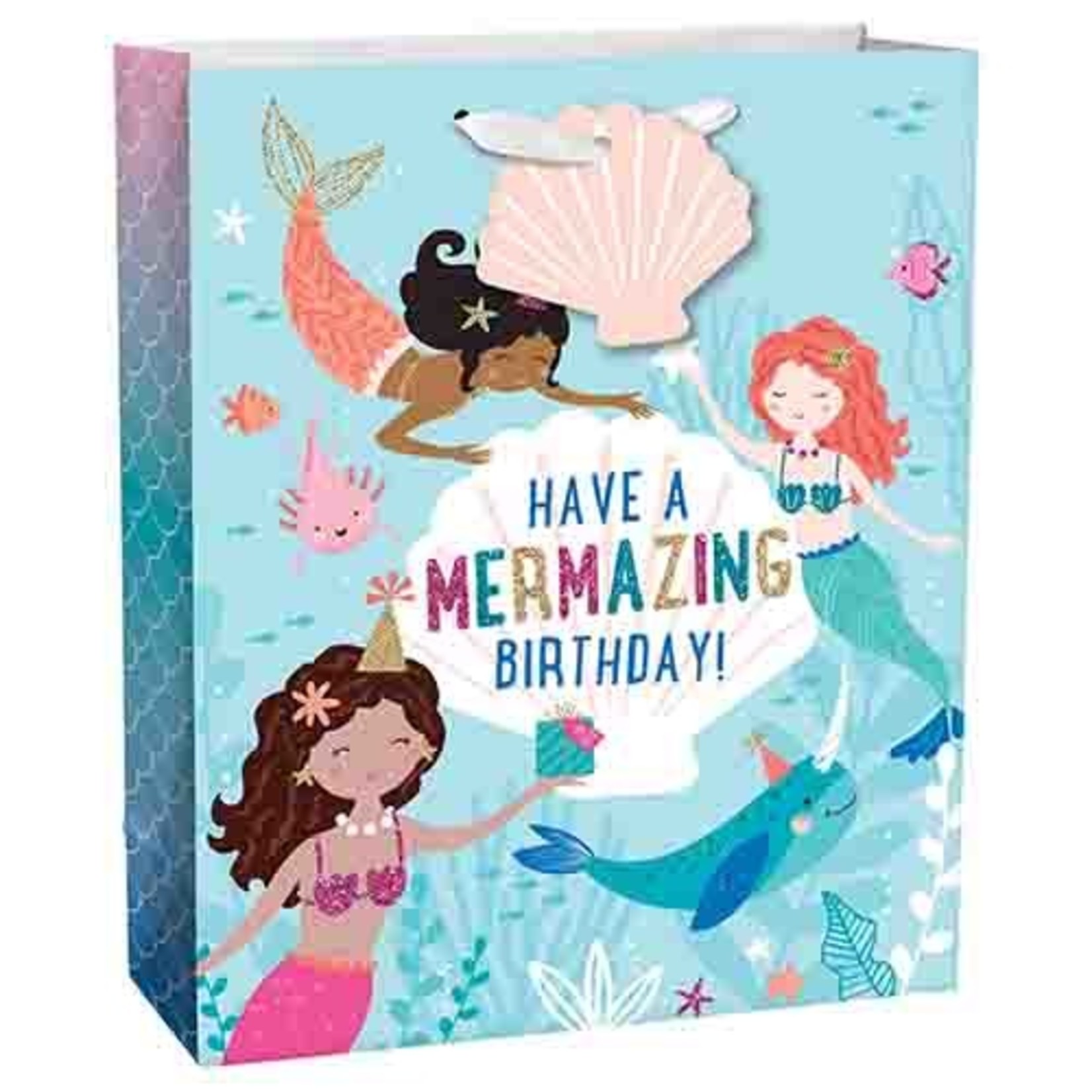 Amscan Mermaids Lrg. Birthday Gift Bag w/ Tag - 13" x 10.5"