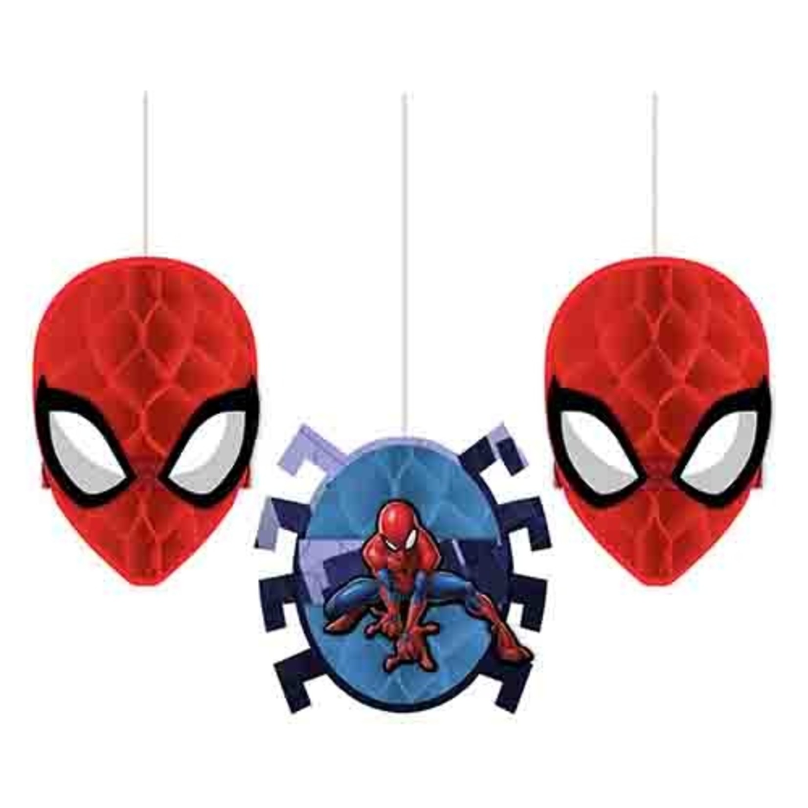 Amscan 7" Spiderman Hanging Honeycomb Decorations - 3ct.