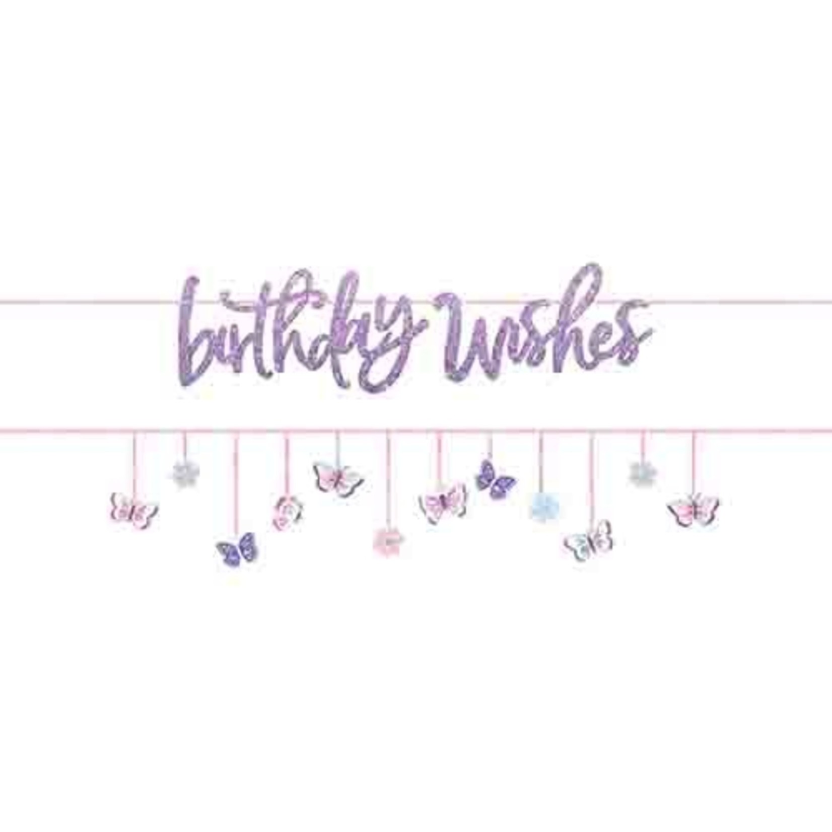 Amscan Butterfly Birthday Wishes Glitter Banners - 2ct.