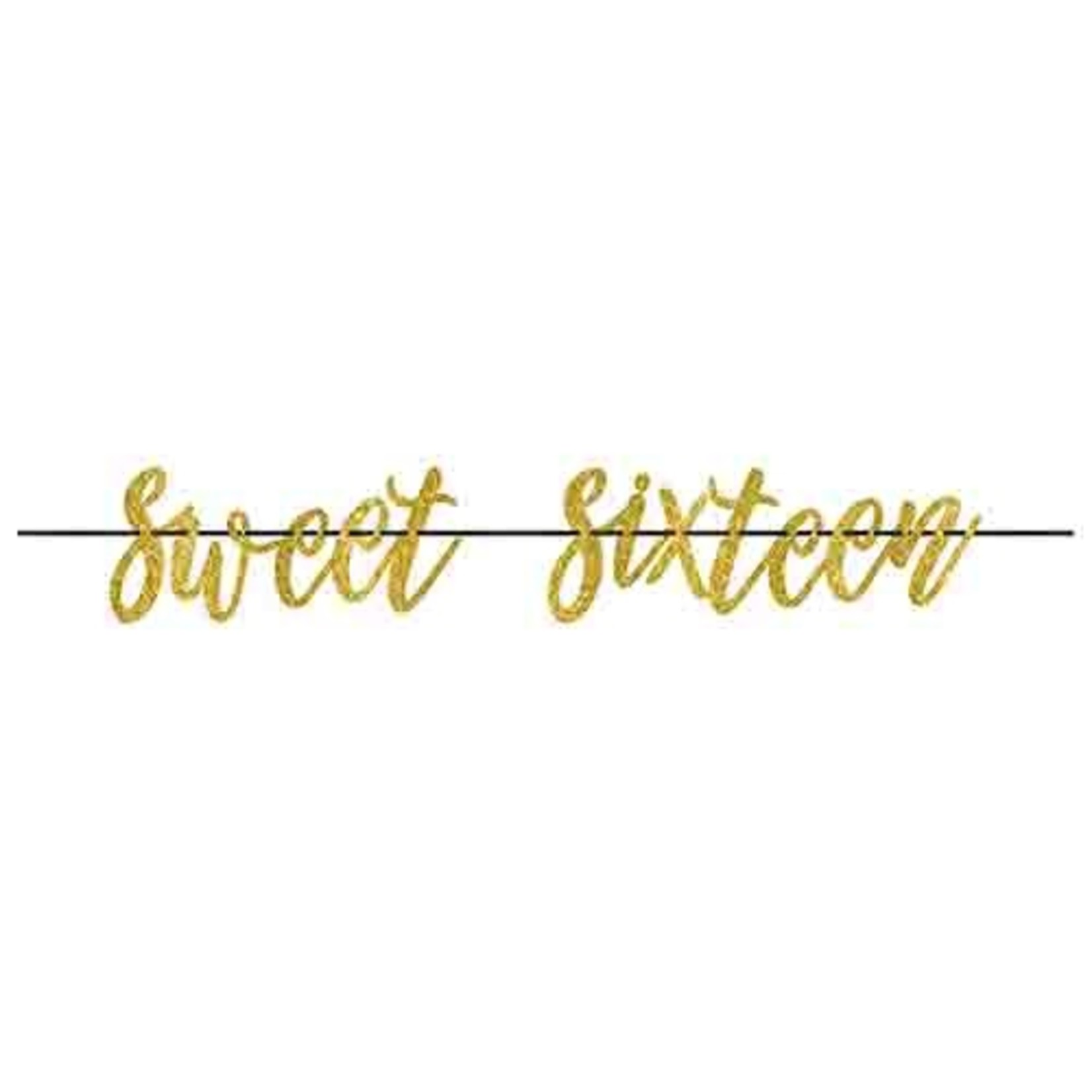 Amscan Sweet Sixteen Gold Glitter Banner - 12'