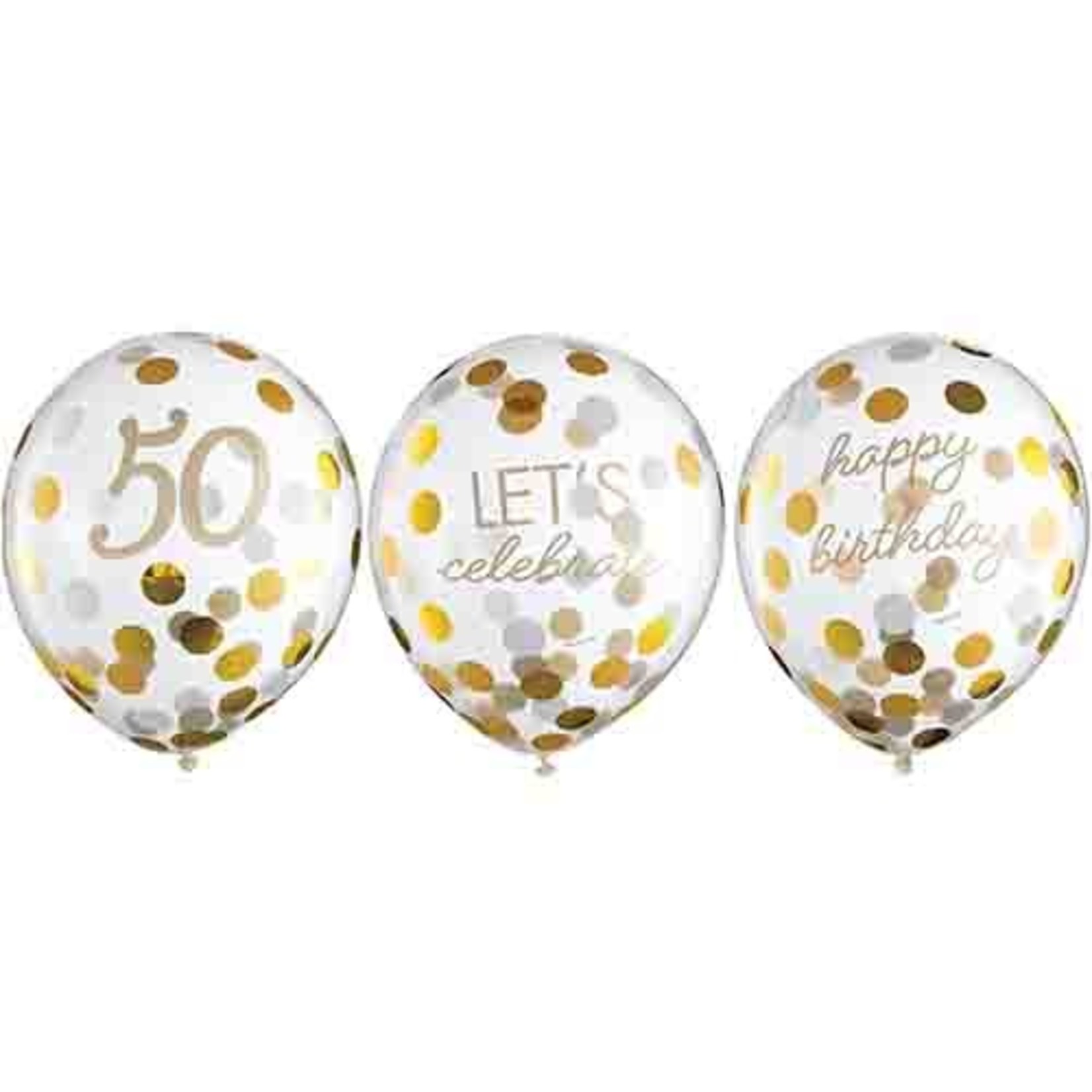 Amscan 12" Golden Age 50th Confetti-Filled Birthday Latex - 6ct.