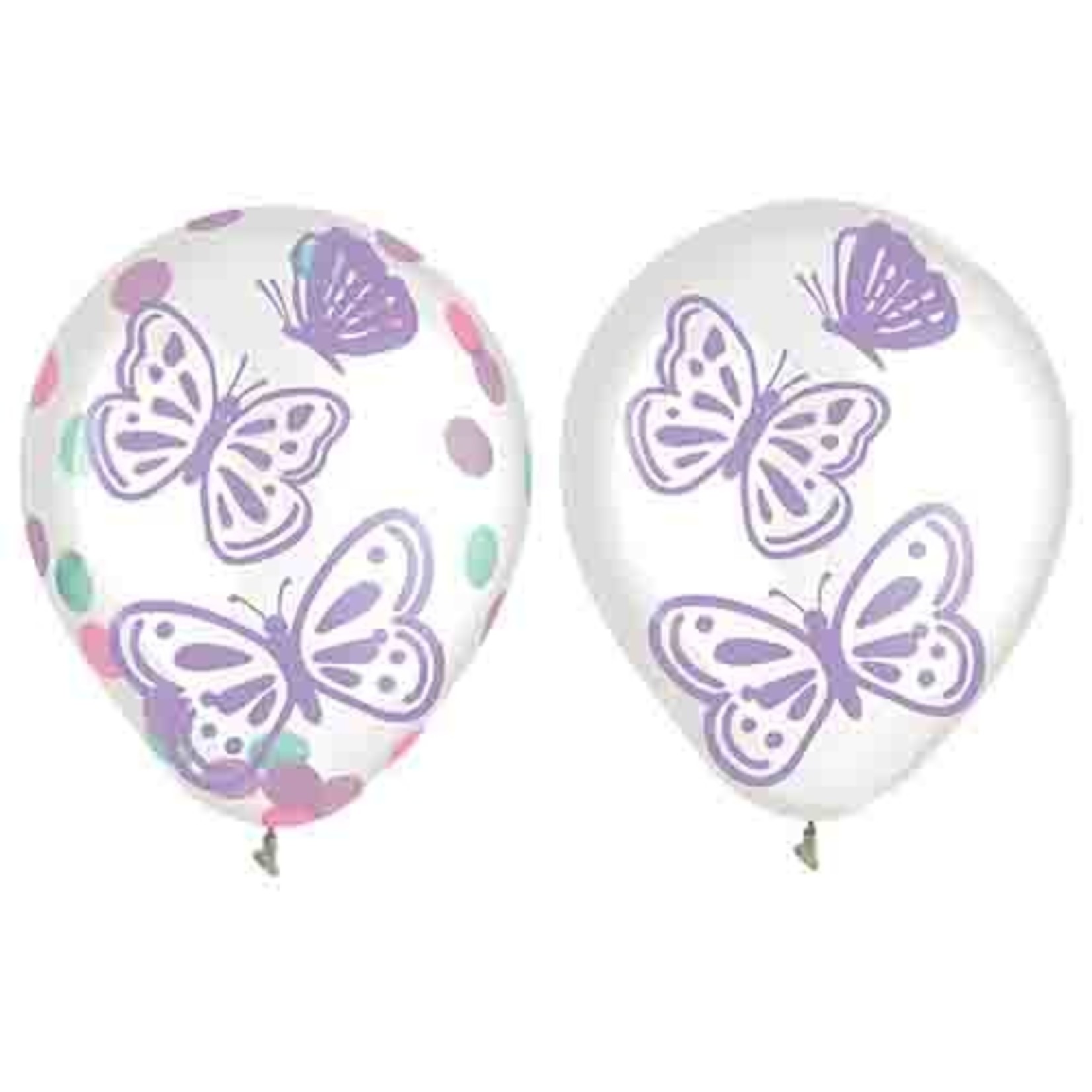 Amscan Butterfly Flutter Confetti-Filled  Latex Balloons - 6ct.