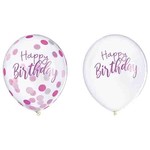 Amscan 12" Pink Sparkle Confetti-Filled Latex Balloons - 6ct.