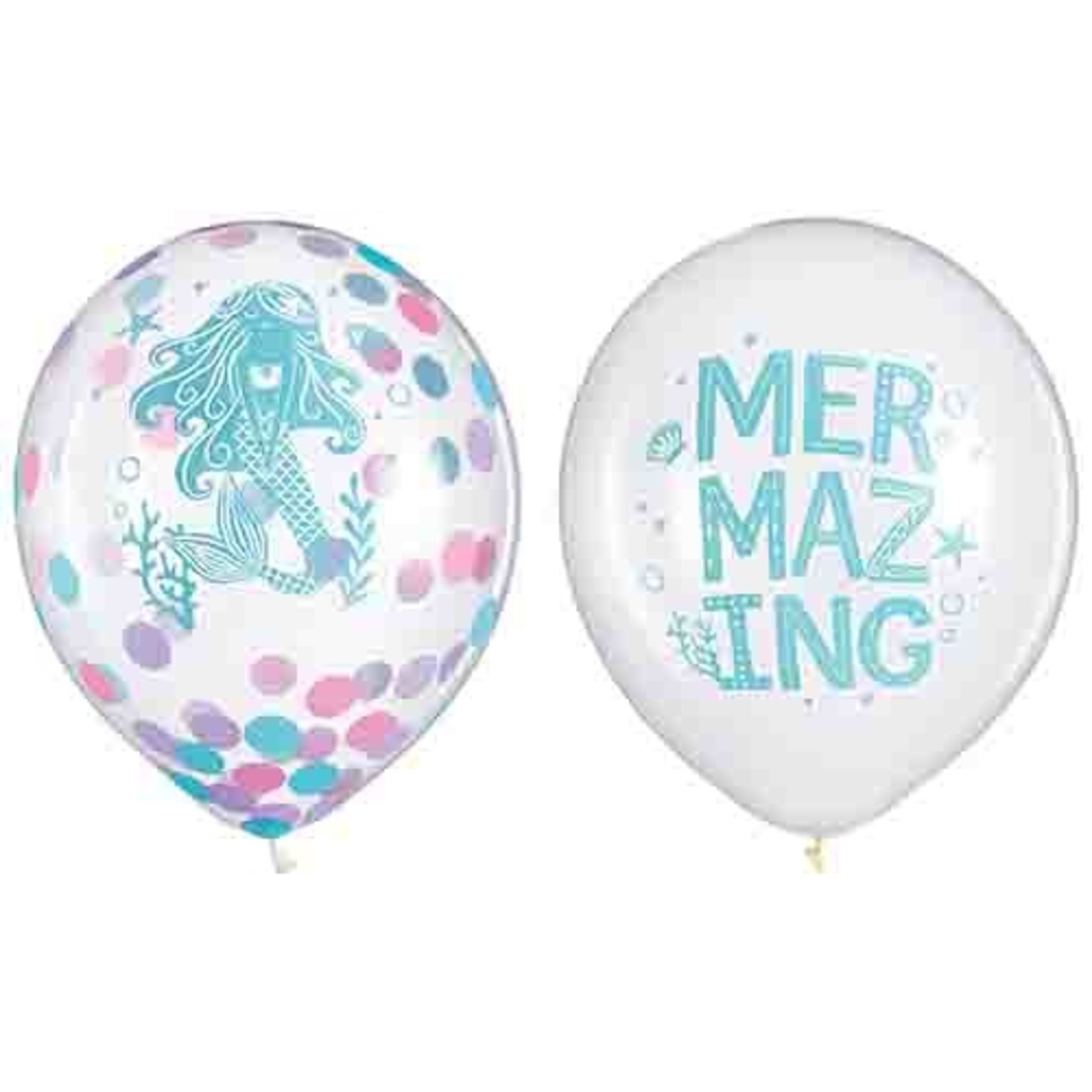 Amscan 12" Mermaid Confetti Latex Balloons - 6ct.