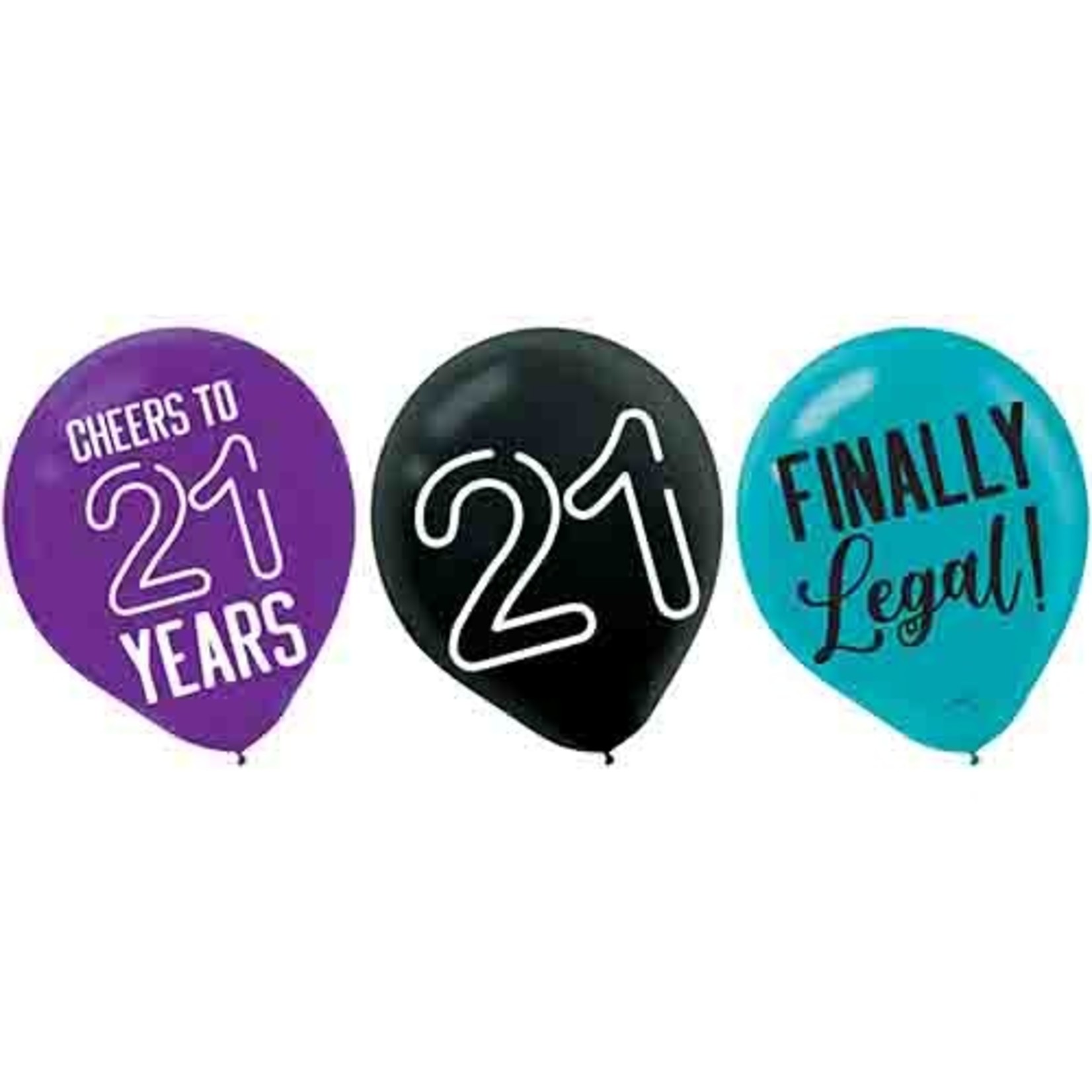Amscan 12" Finally 21 Birthday Latex Balloons - 15ct.