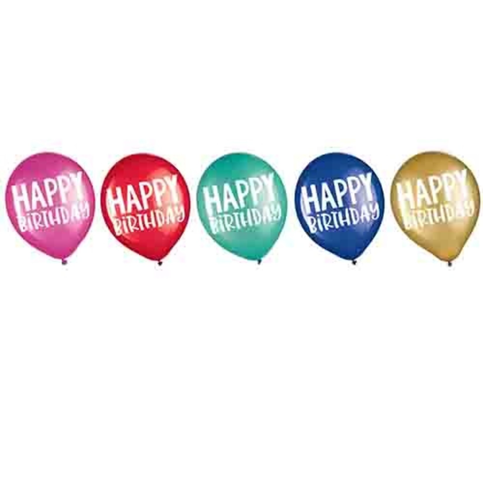 Amscan 12" Happy Birthday Assorted Latex Balloons - 15ct.