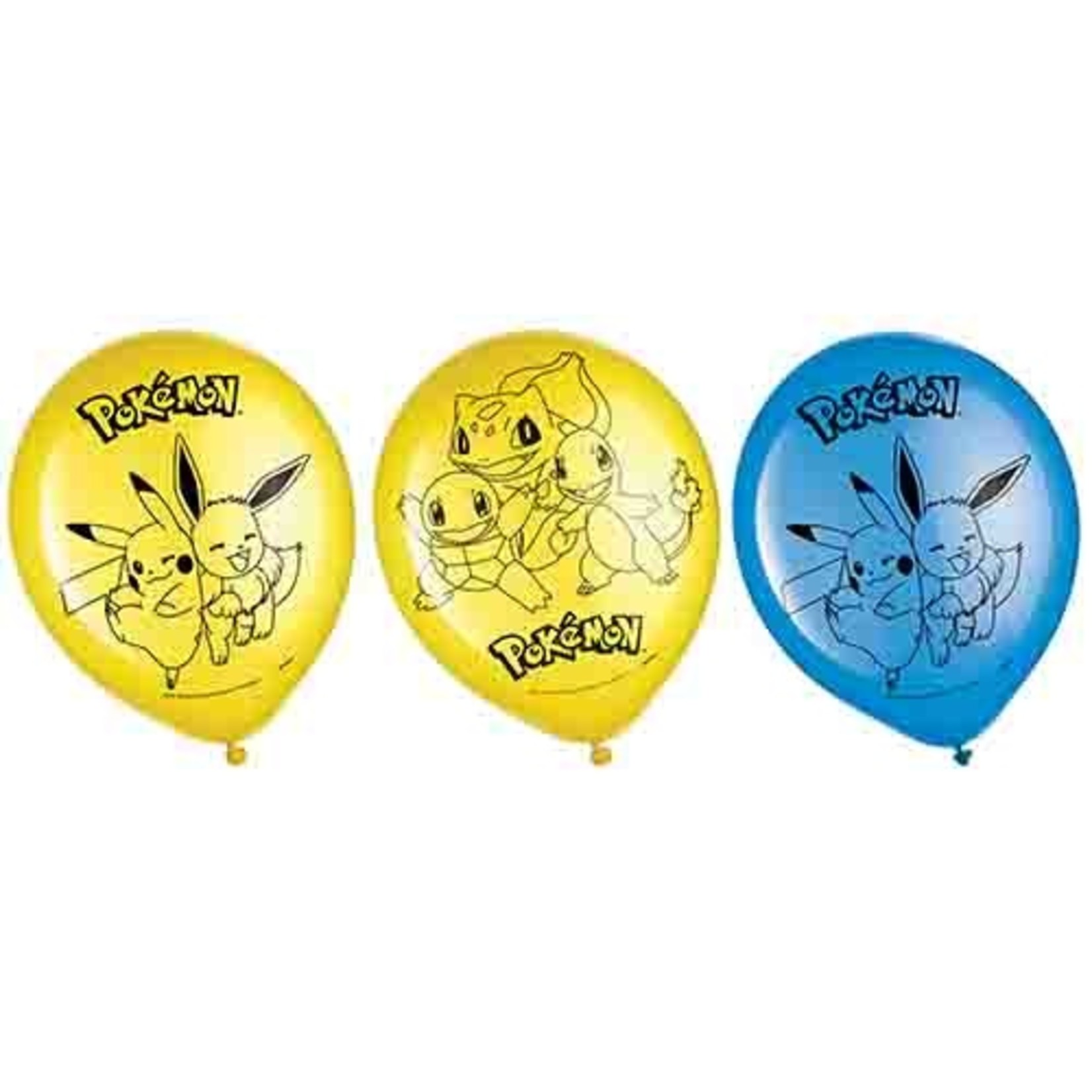 Amscan 12" Pokemon Latex Balloons - 6ct. (Helium Not Included)