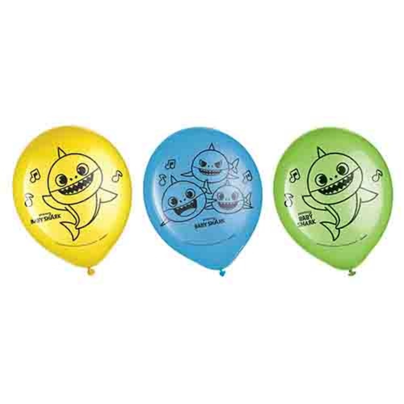 Amscan 12" Baby Shark Latex Balloons - 6ct.