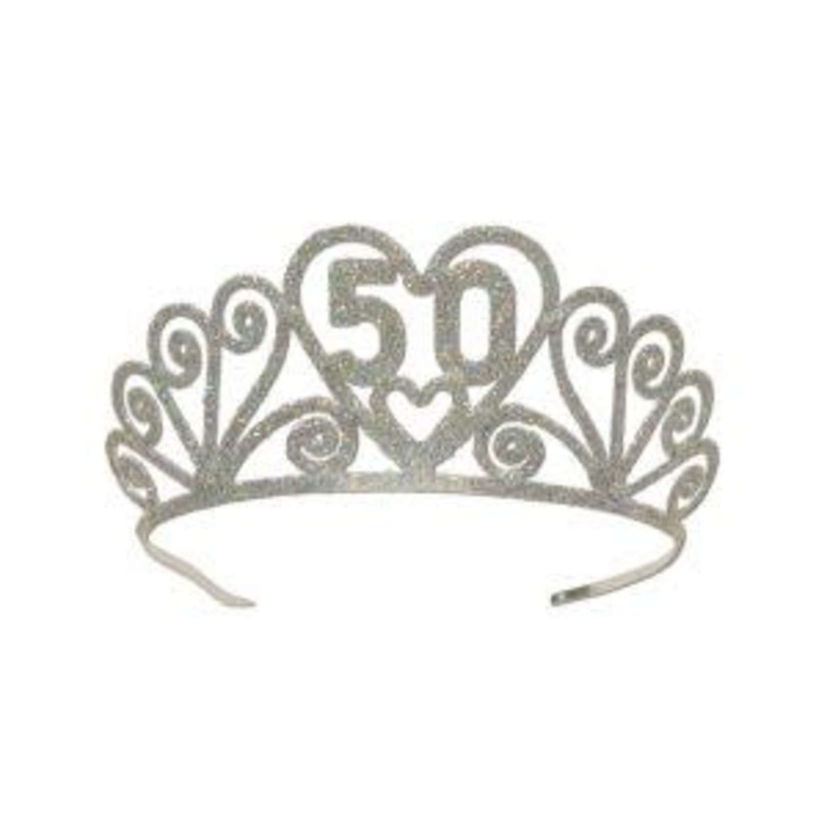 Beistle 50th Birthday Silver Glittered Tiara - 1ct.