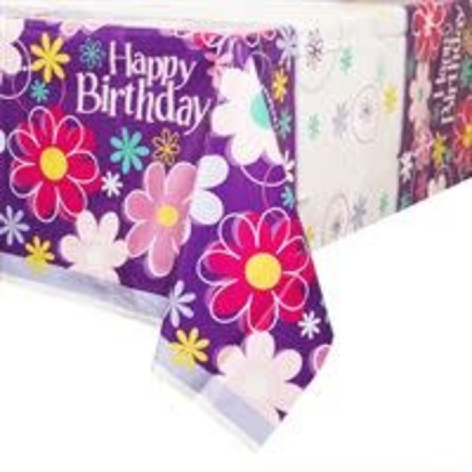 unique Birthday Blossom Plastic Tablecover - 1ct. (54" x 84")