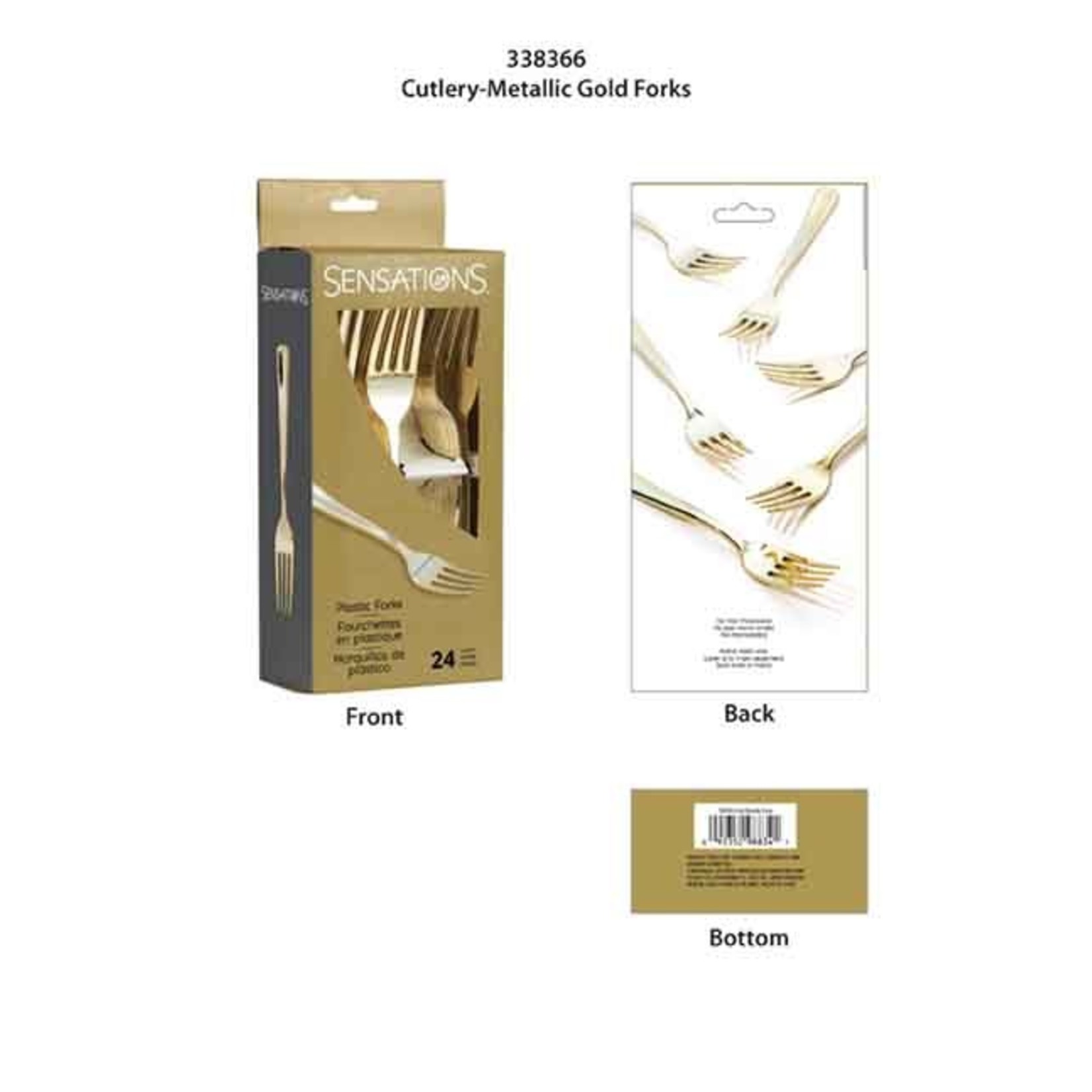 Creative Converting Premium Metallic Gold Plastic Forks - 24ct.