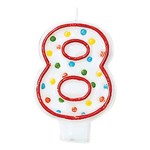 Amscan #8 Polka Dot Birthday Number Candle - 1ct.