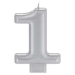 Amscan #1 Silver Birthday Number Candle - 1ct.