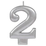 Amscan #2 Silver Birthday Number Candle - 1ct.