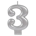 Amscan #3 Silver Birthday Number Candle - 1ct.