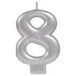 Amscan #8 Silver Birthday Number Candle - 1ct.