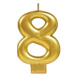 Amscan #8 Metallic Gold Number Candle - 1ct.