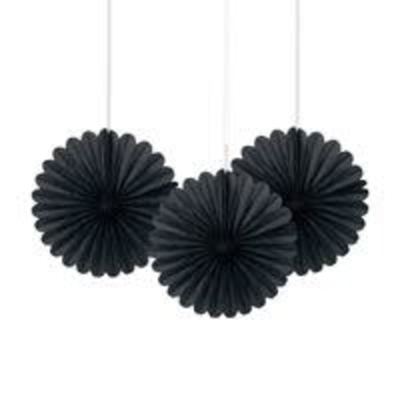 unique 6" Black Decorative Tissue Fans - 3ct.