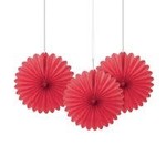 unique 6" Red Tissue Fans - 3ct.