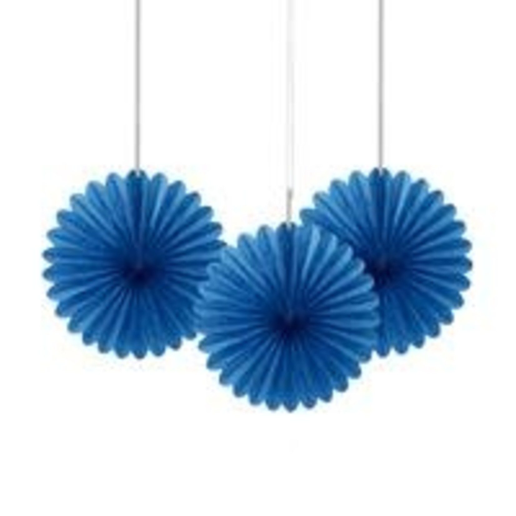 unique 6" Blue Decorative Tissue Fans - 3ct.