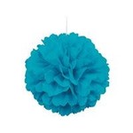unique 16" Teal Puff Ball Decoration - 1ct.