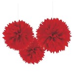 Amscan 16" Red Puff Ball Decorations - 3ct.