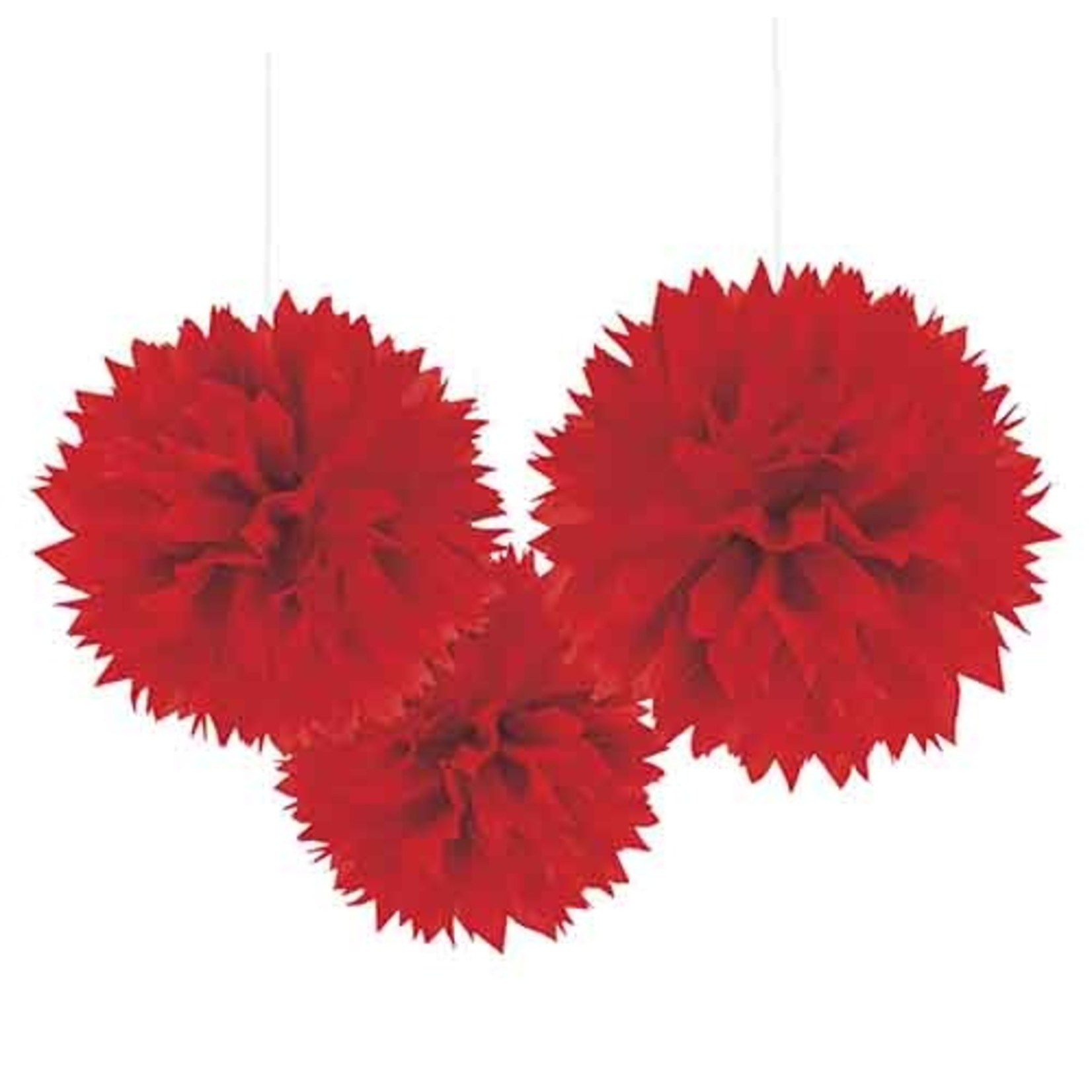 Amscan 16" Red Puff Ball Decorations - 3ct.