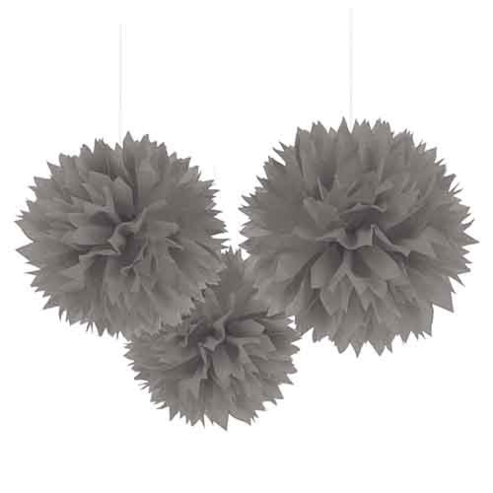 Amscan 16" Silver Puff Ball Decorations - 3ct.
